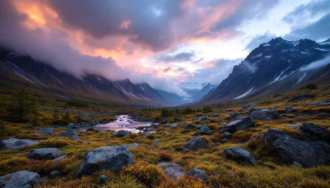 Alaska wilderness with rapidly changing weather conditions