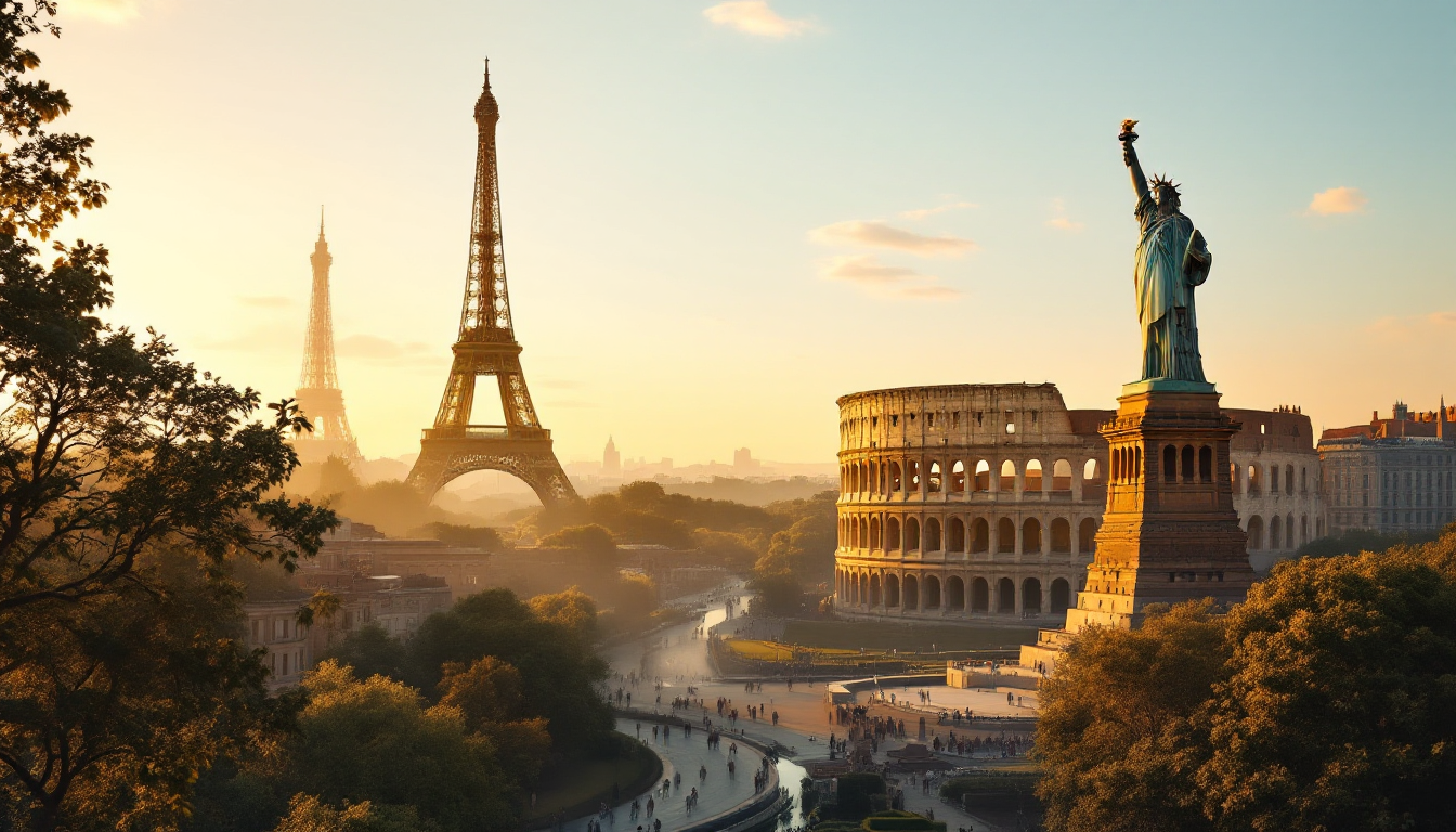 Iconic landmarks with very few visitors at early morning illustrating crowd avoidance strategies