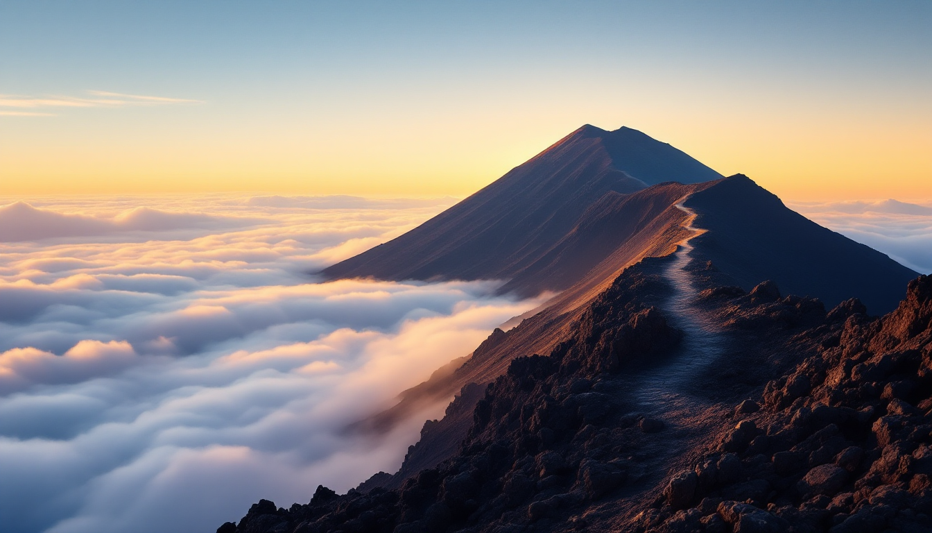 Spectacular sunrise over Haleakalā volcano crater in Maui