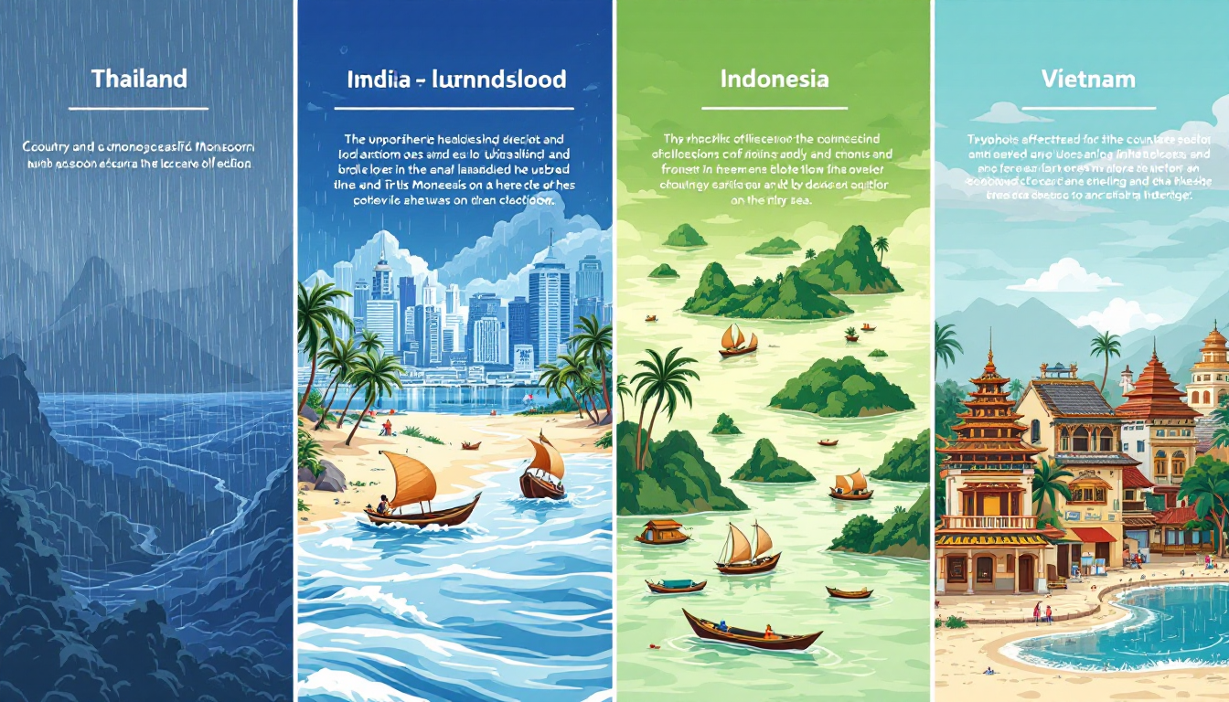 Country-specific monsoon weather and travel challenges in Thailand India Indonesia and Vietnam