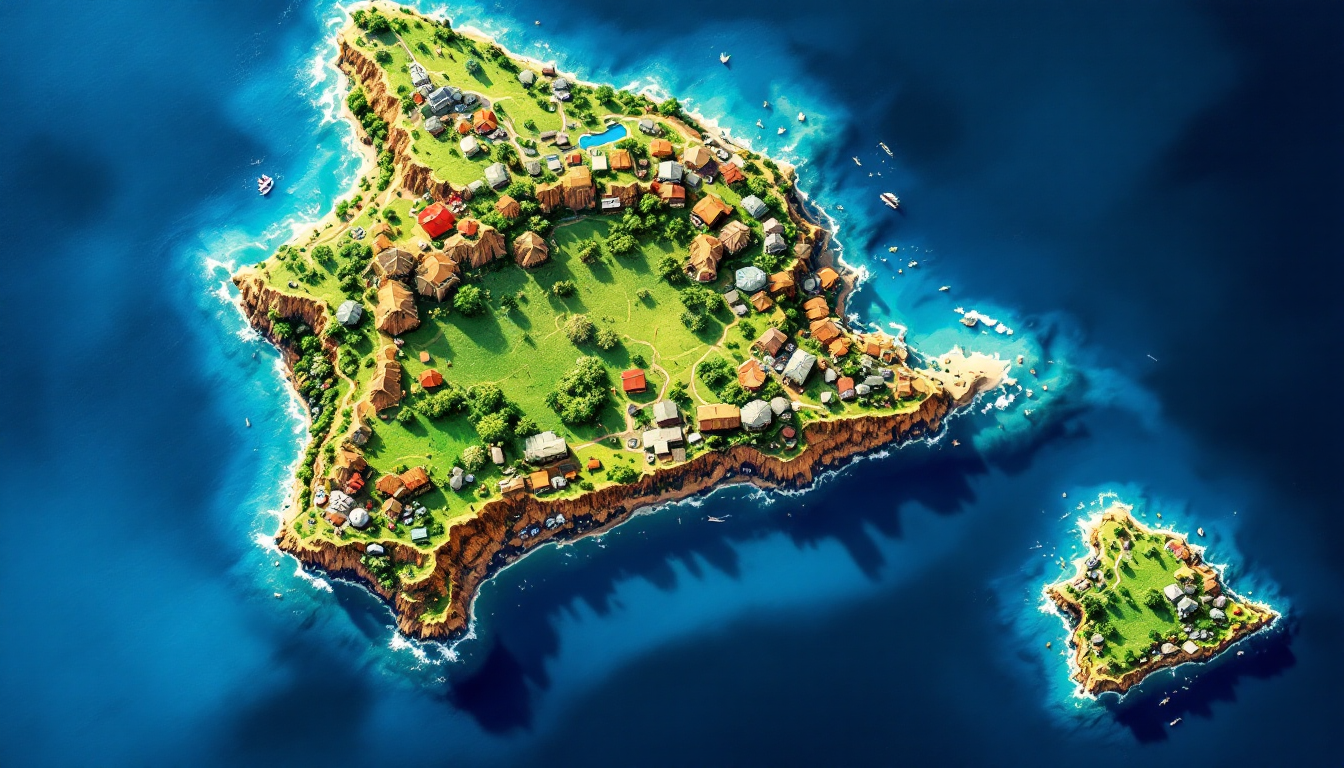 Map highlighting main Hawaiian islands with geographic and climate features