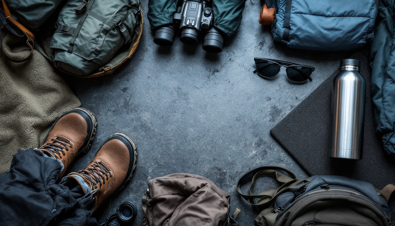 Essential packed gear for luxury Alaska wilderness adventure