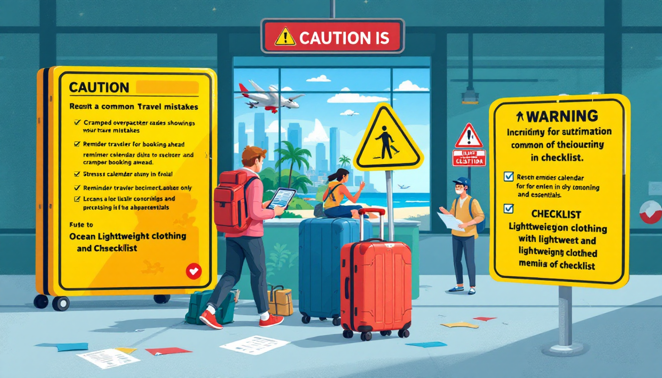 Illustration of common mistakes first-time travelers to Hawaii should avoid