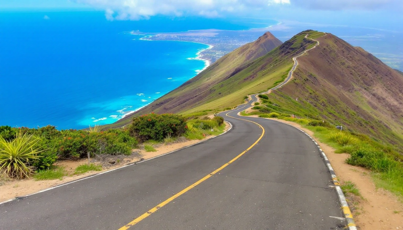 Diamond Head Summit Trail panoramic view of Waikiki and ocean