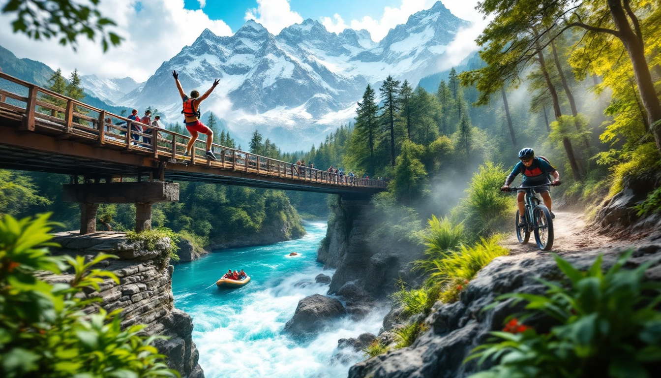 Thrill seekers engaging in extreme adventure sports in iconic global locations