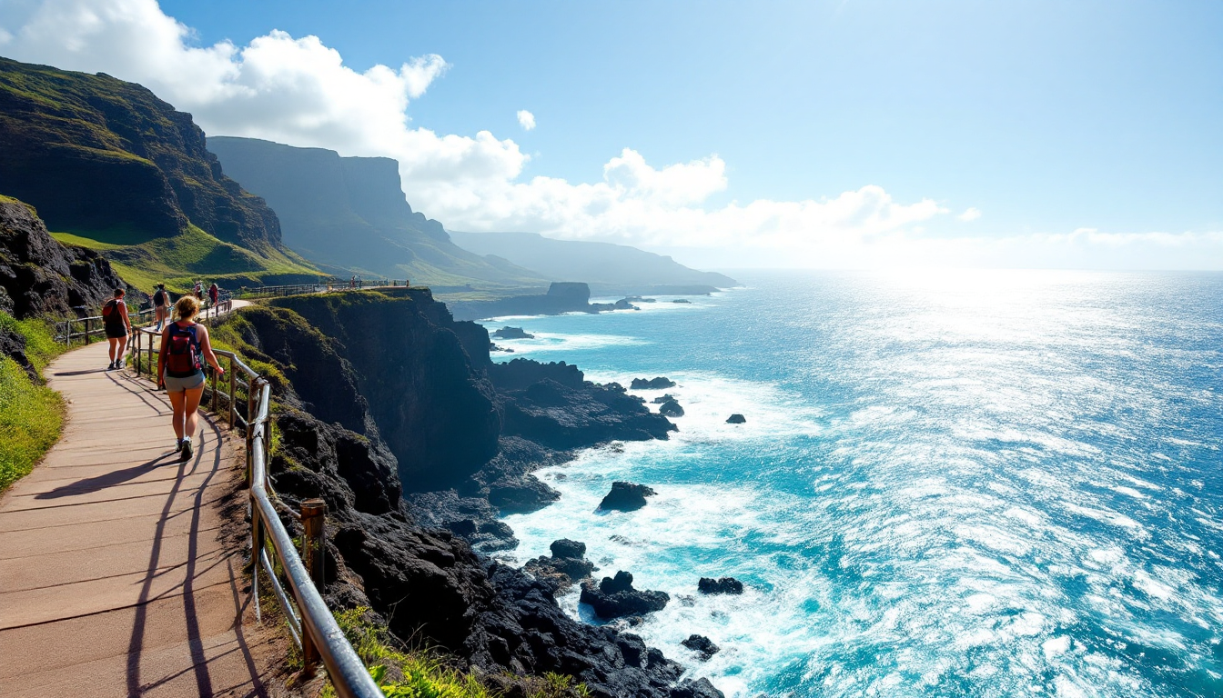 Makapu'u Point Lighthouse Trail paved coastal walk with ocean views
