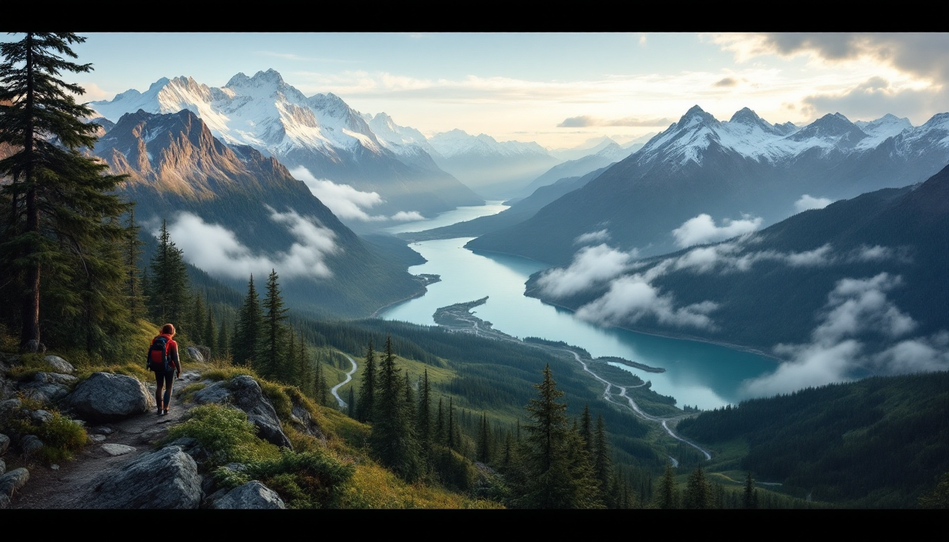 Family riding Alyeska Tram with mountain glacier views and hiking to rainforest waterfall