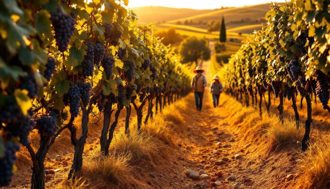 Culinary and wine harvest tour in a vineyard during autumn in Tuscany, Italy