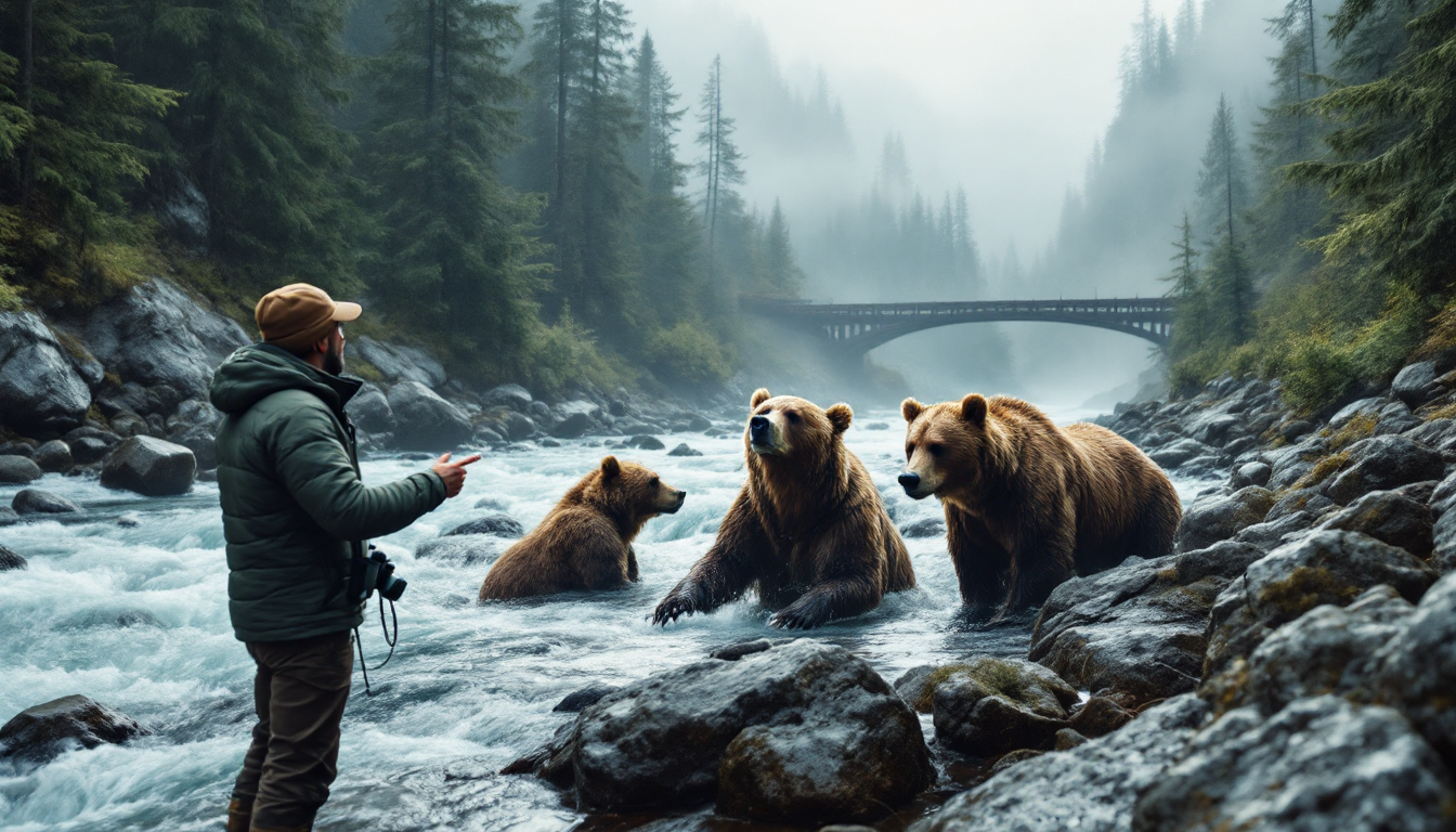 Private bear viewing in remote Alaskan river