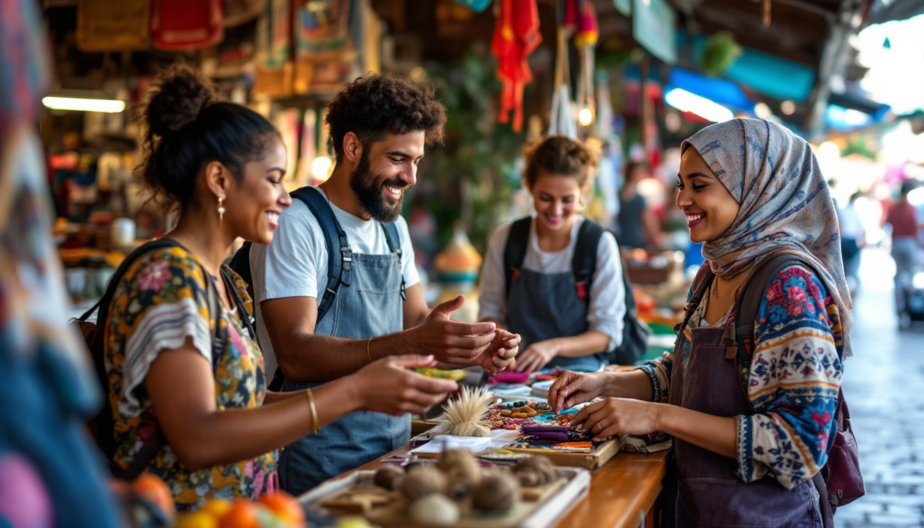 Travelers interacting respectfully and supportively with local communities during cultural exchanges