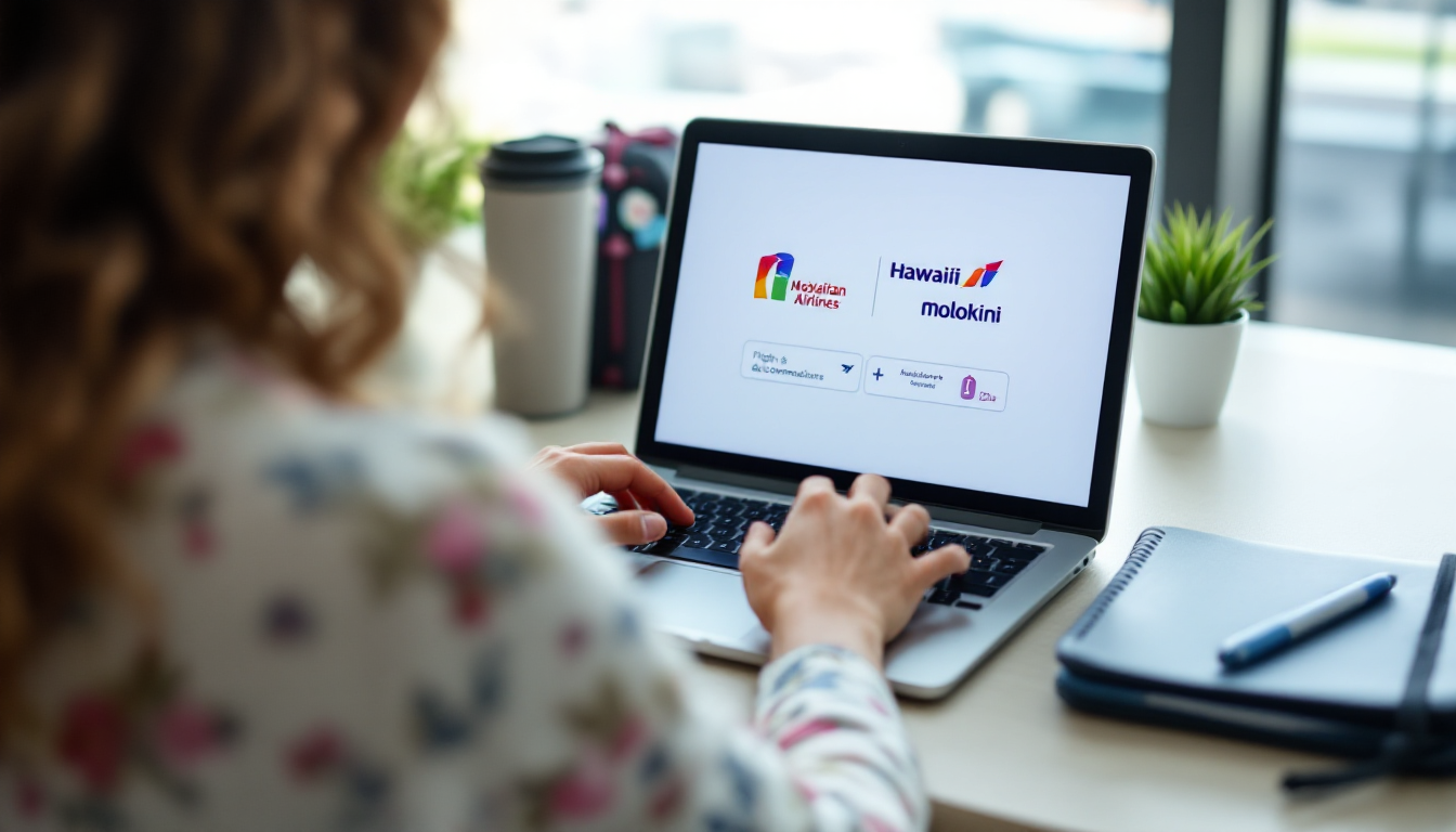 Traveler planning Hawaiian trip with flights, accommodation, and packing essentials