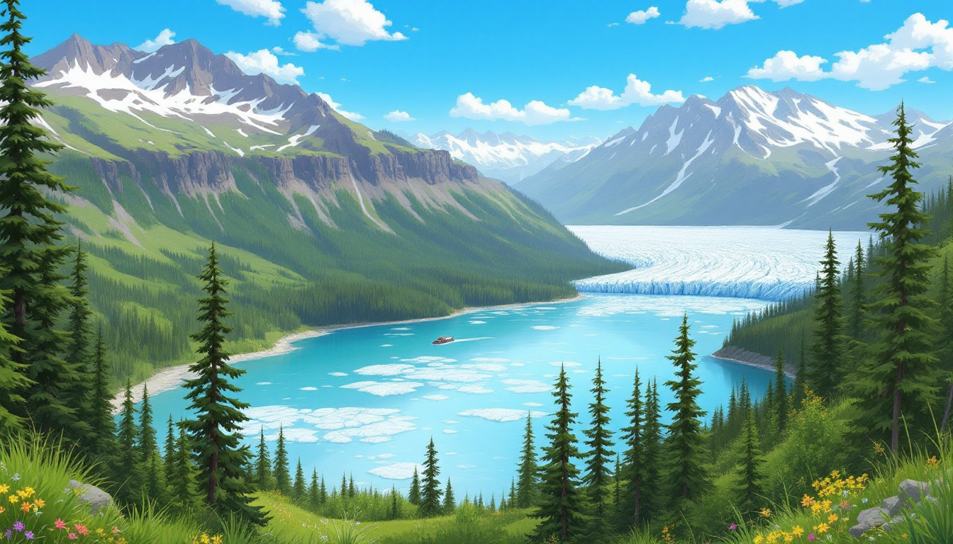 Collage of popular Alaskan family attractions with natural and cultural highlights