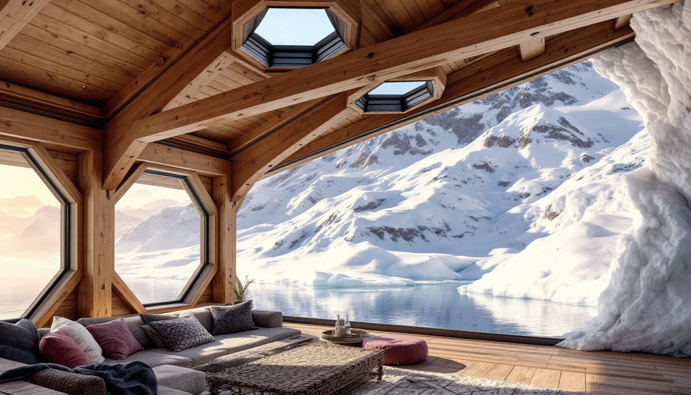 Sheldon Chalet perched on Denali glacier with panoramic views of snowy peaks