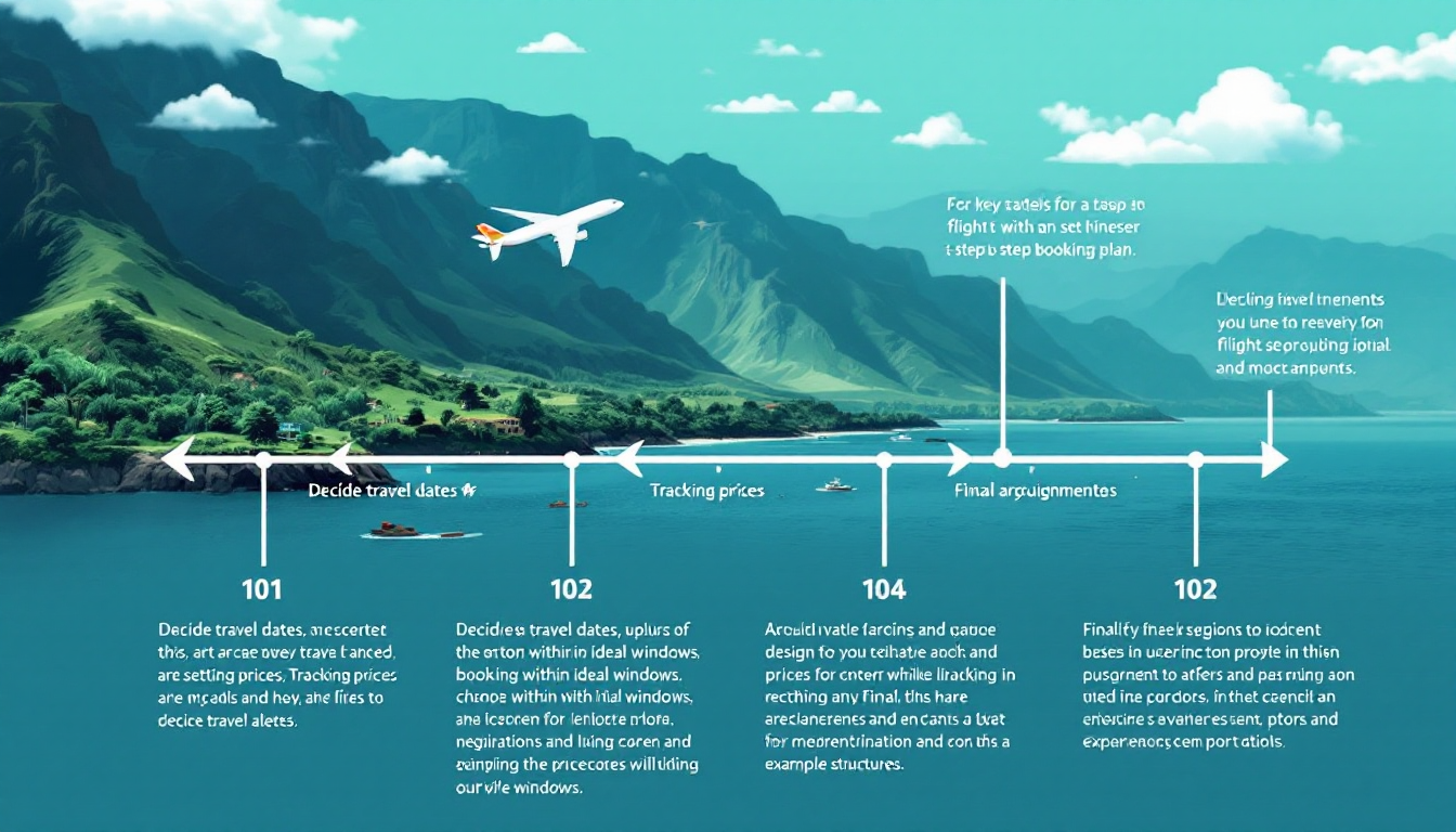 Timeline graphic showing action plan for booking Hawaii flights in 2026