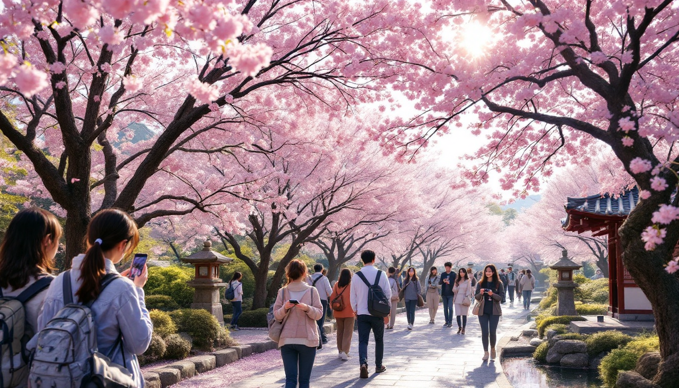 Cherry blossoms blooming in Kyoto, Japan during spring