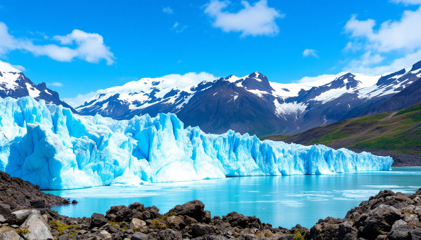 Glacier calving into turquoise sea in Alaska showing majestic wilderness landscape.