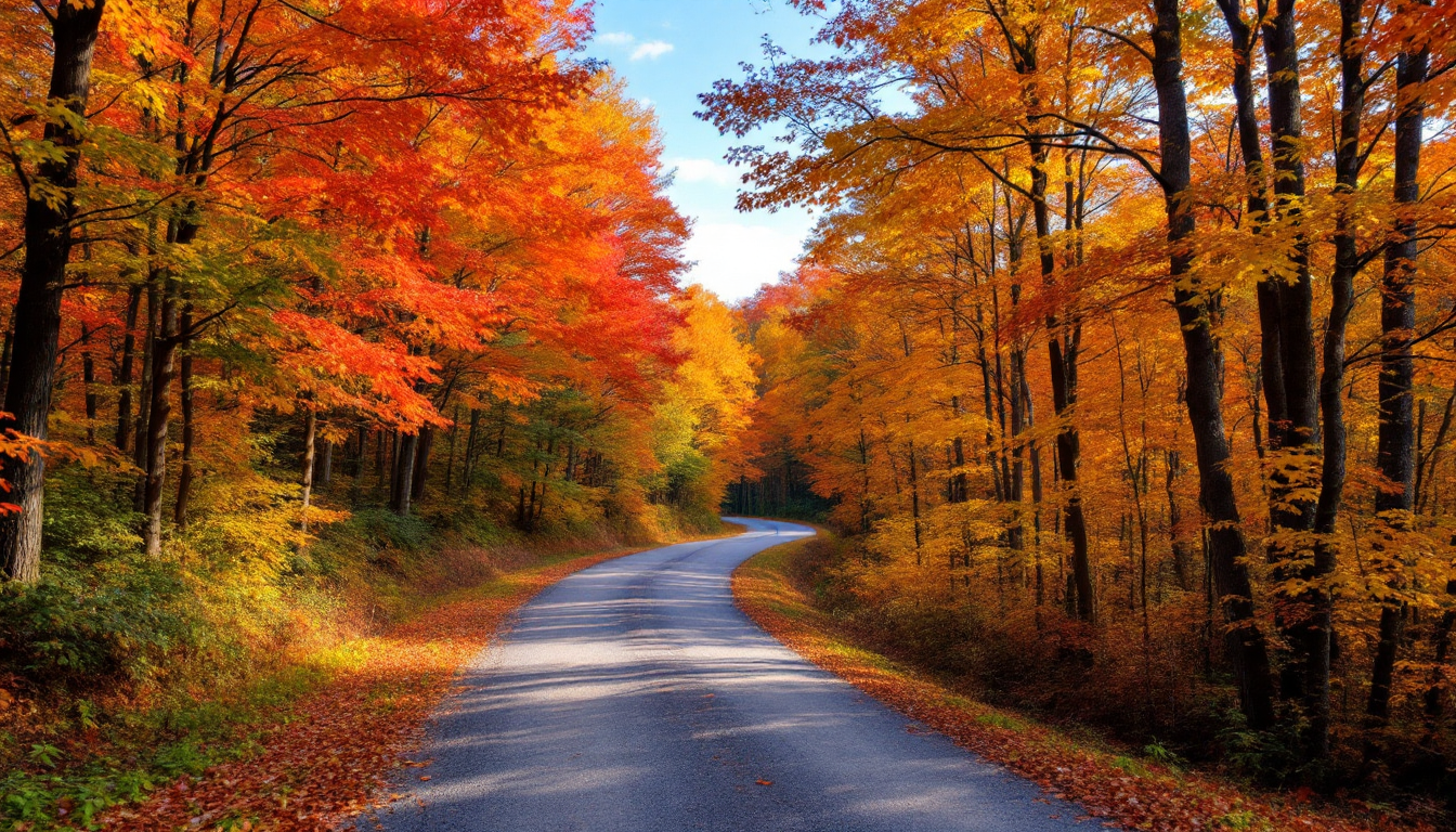 New England forest ablaze with colorful autumn leaves