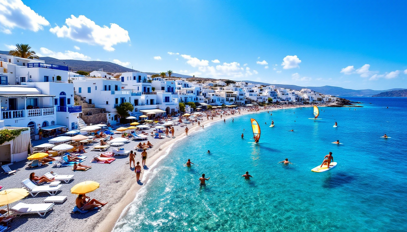 Ultimate summer beach escape on a Greek island with bright beaches and blue sea