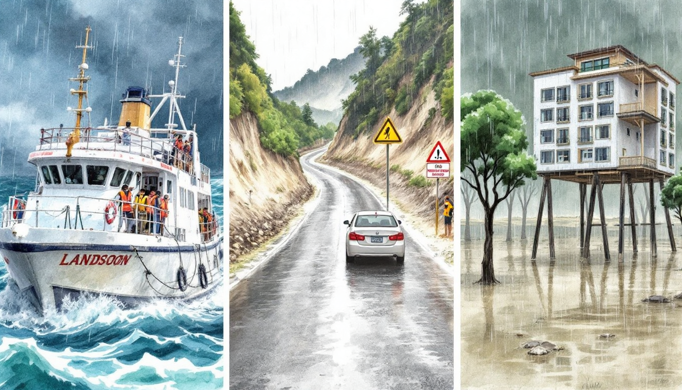 Monsoon season transportation and accommodation safety measures in Asia