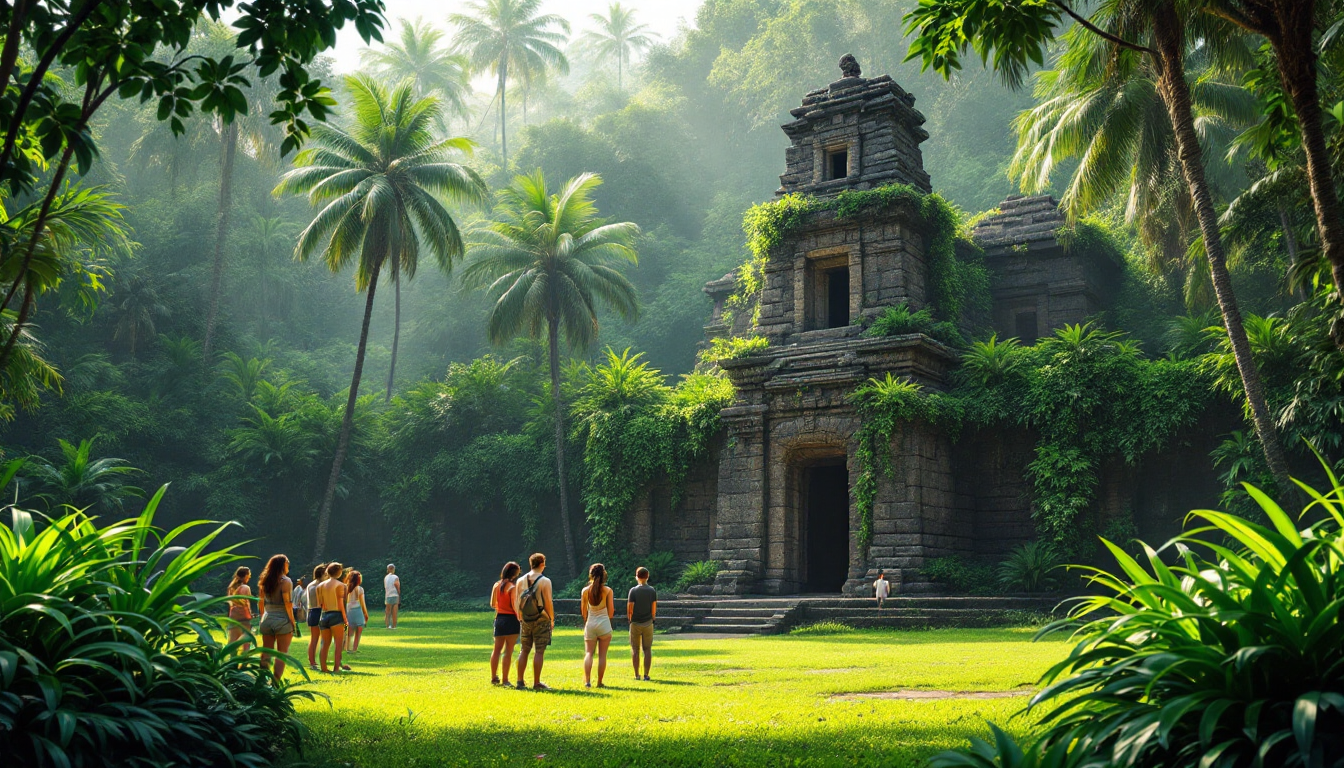 Ancient Hawaiian heiau temple with visitors showing respect and quiet observation
