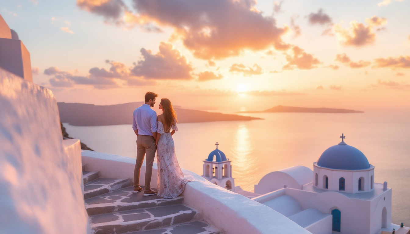 Romantic travel destinations for couples showcasing European, tropical, adventure, and safari experiences